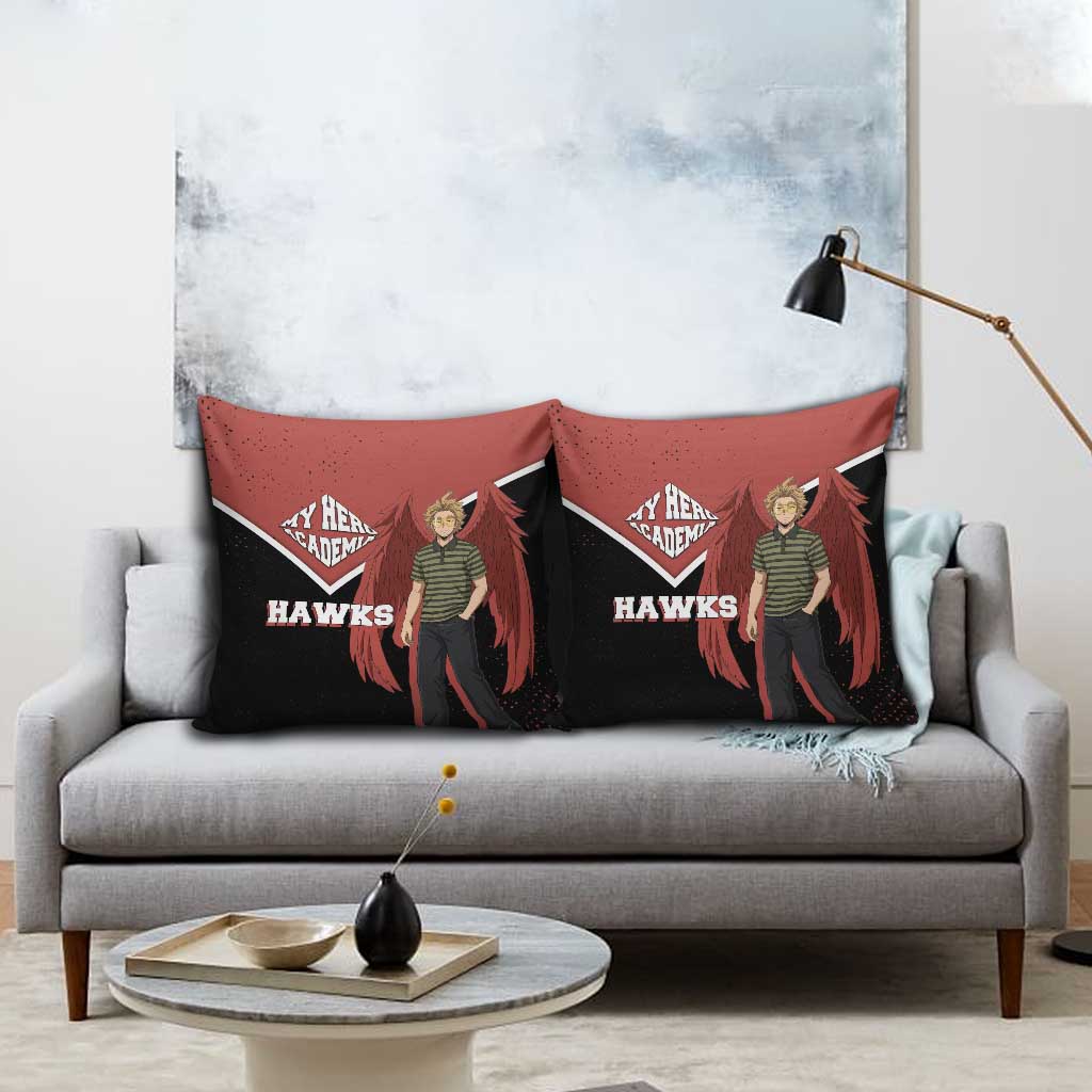 Hawks My Hero Academia Pillow Cover Anime Grunge Splatter Graphic Style