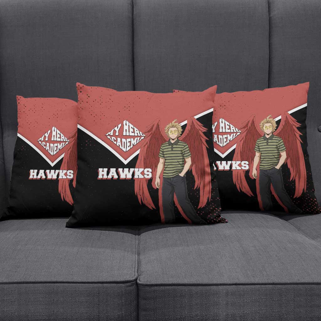 Hawks My Hero Academia Pillow Cover Anime Grunge Splatter Graphic Style