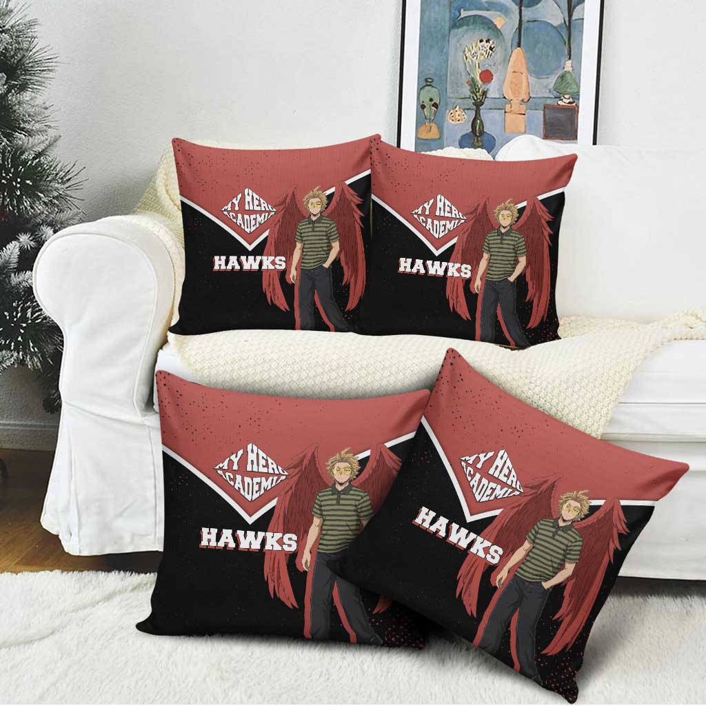 Hawks My Hero Academia Pillow Cover Anime Grunge Splatter Graphic Style