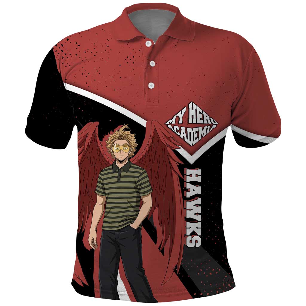 Hawks My Hero Academia Polo Shirt Anime Grunge Splatter Graphic Style
