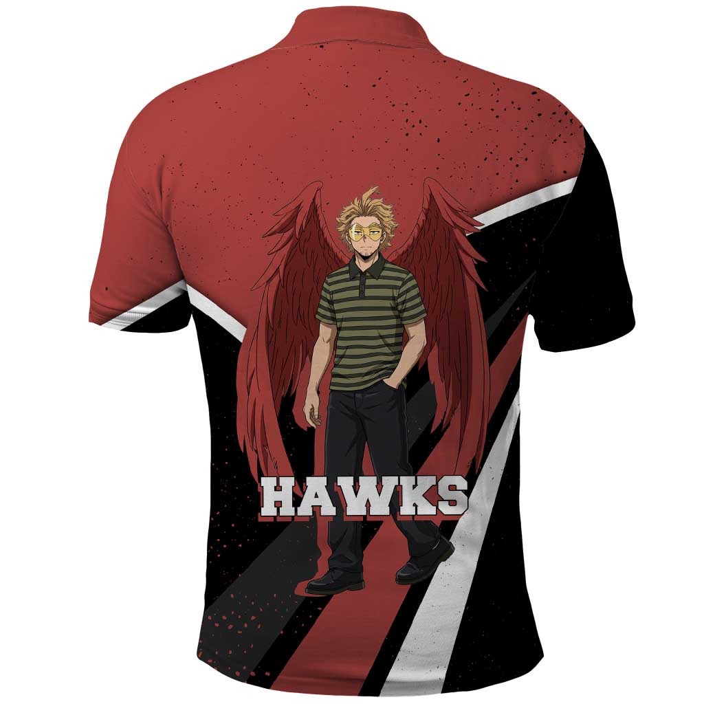 Hawks My Hero Academia Polo Shirt Anime Grunge Splatter Graphic Style