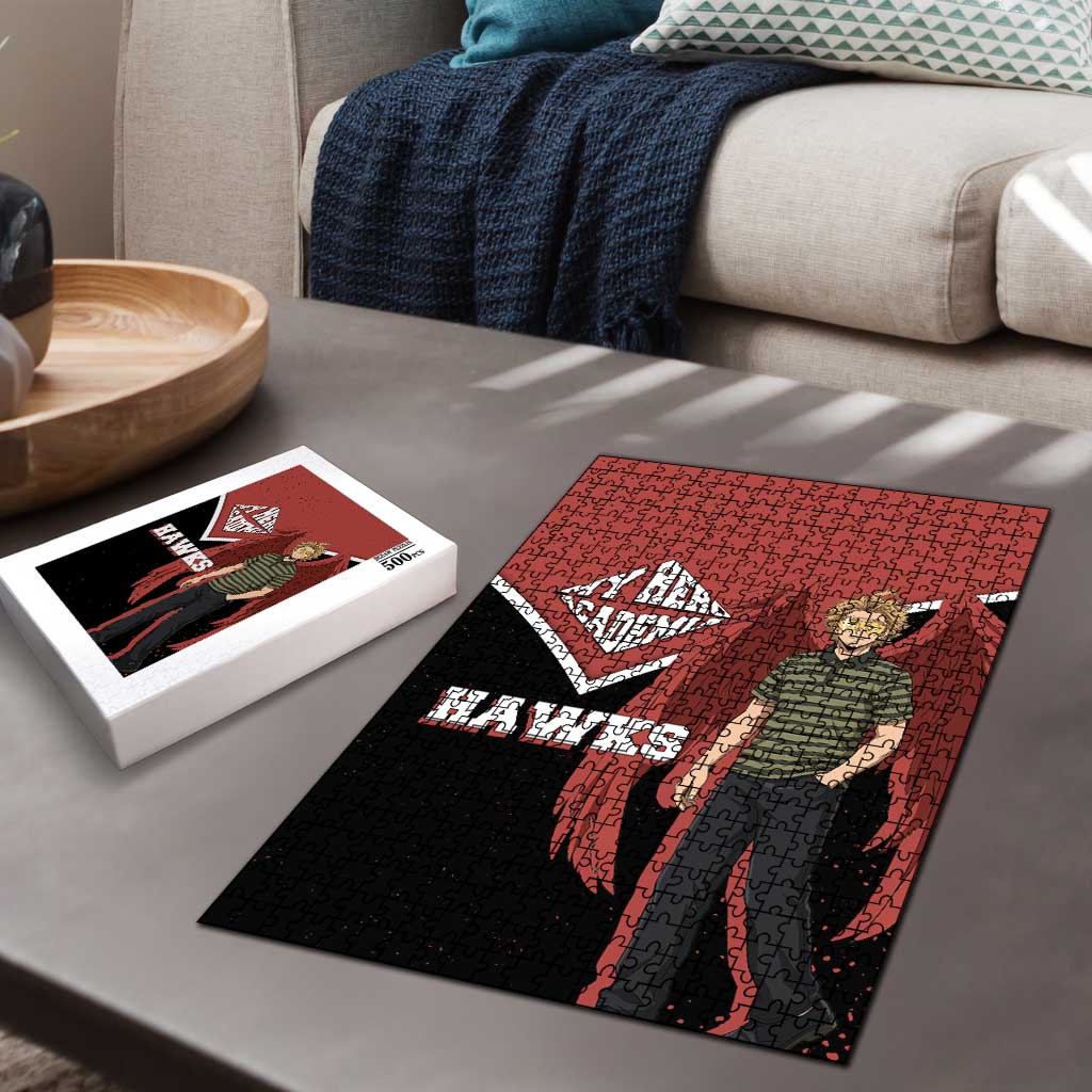 Hawks My Hero Academia Puzzle Anime Grunge Splatter Graphic Style