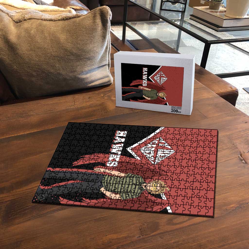 Hawks My Hero Academia Puzzle Anime Grunge Splatter Graphic Style