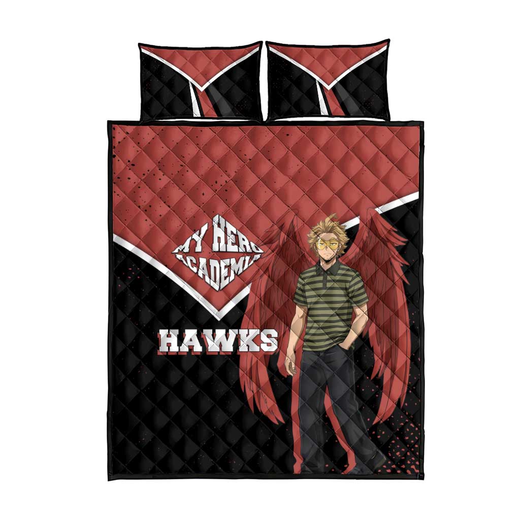 Hawks My Hero Academia Quilt Bed Set Anime Grunge Splatter Graphic Style