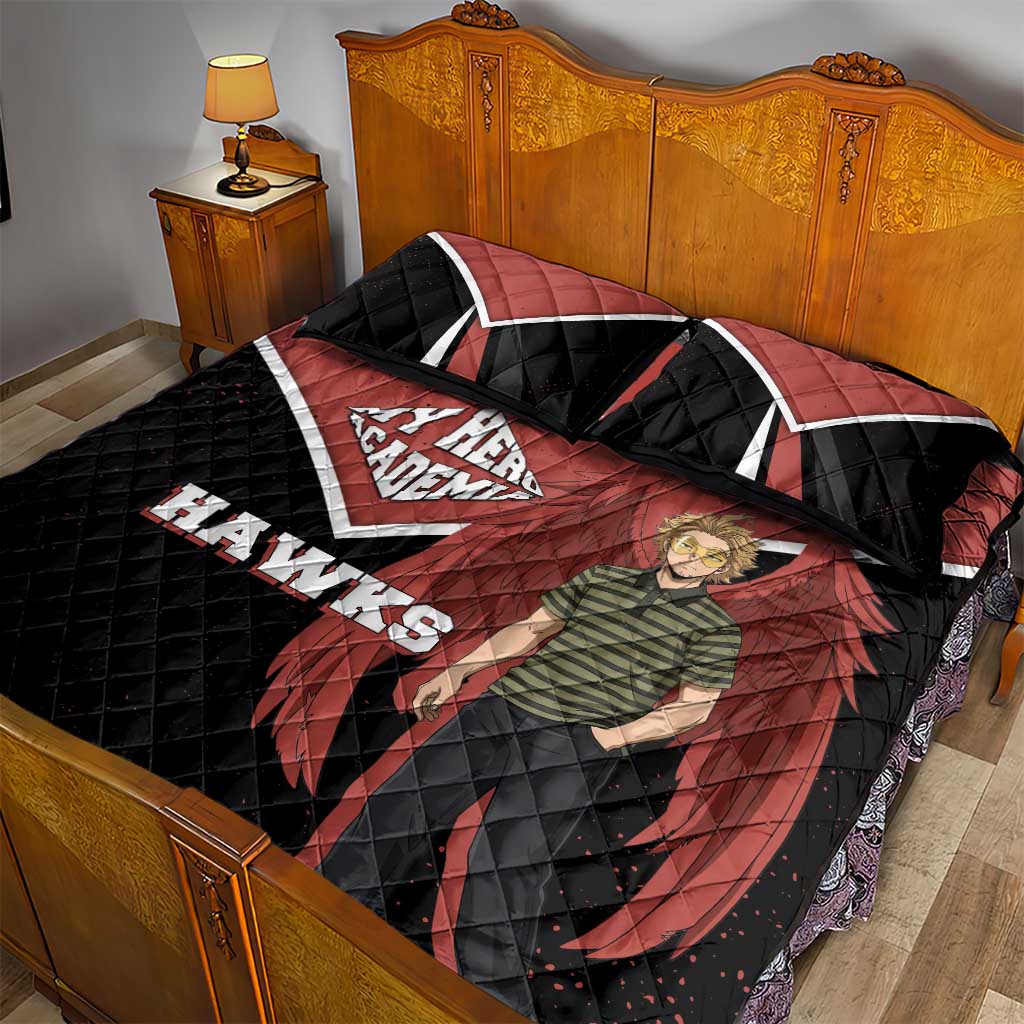 Hawks My Hero Academia Quilt Bed Set Anime Grunge Splatter Graphic Style