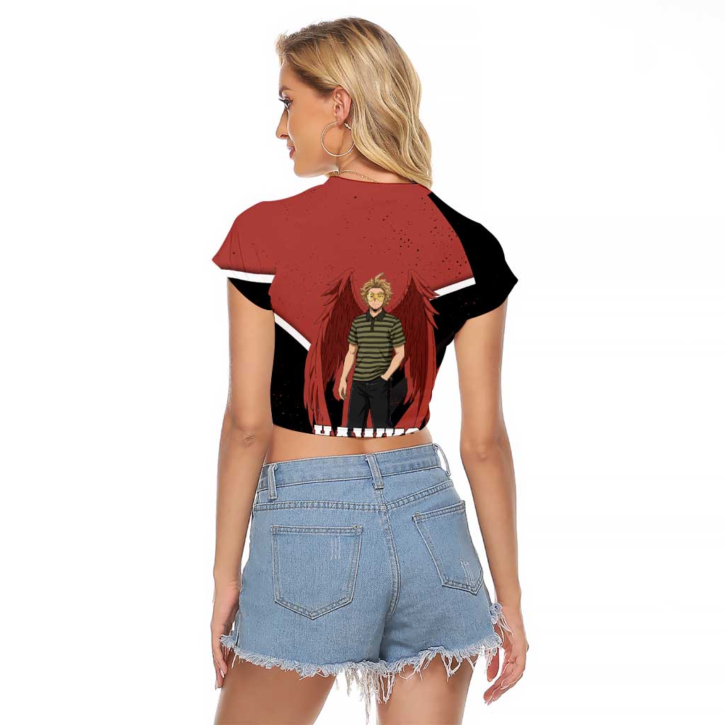 Hawks My Hero Academia Raglan Cropped T Shirt Anime Grunge Splatter Graphic Style