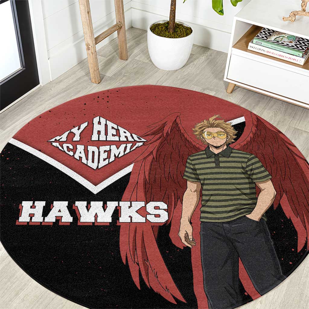 Hawks My Hero Academia Round Carpet Anime Grunge Splatter Graphic Style