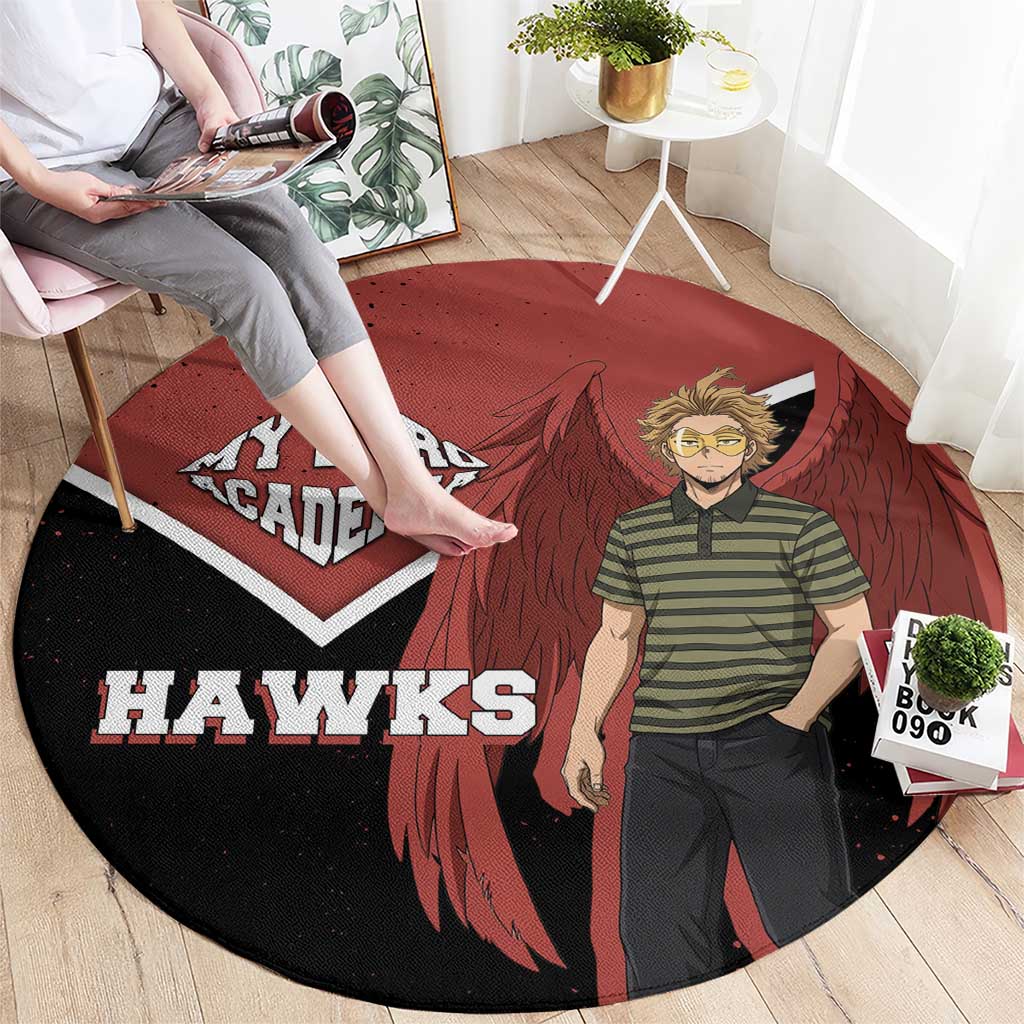 Hawks My Hero Academia Round Carpet Anime Grunge Splatter Graphic Style