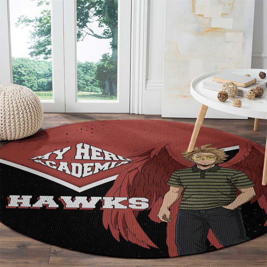Hawks My Hero Academia Round Carpet Anime Grunge Splatter Graphic Style