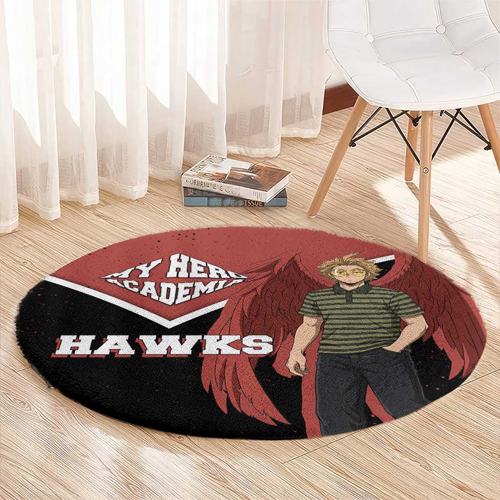 Hawks My Hero Academia Round Carpet Anime Grunge Splatter Graphic Style