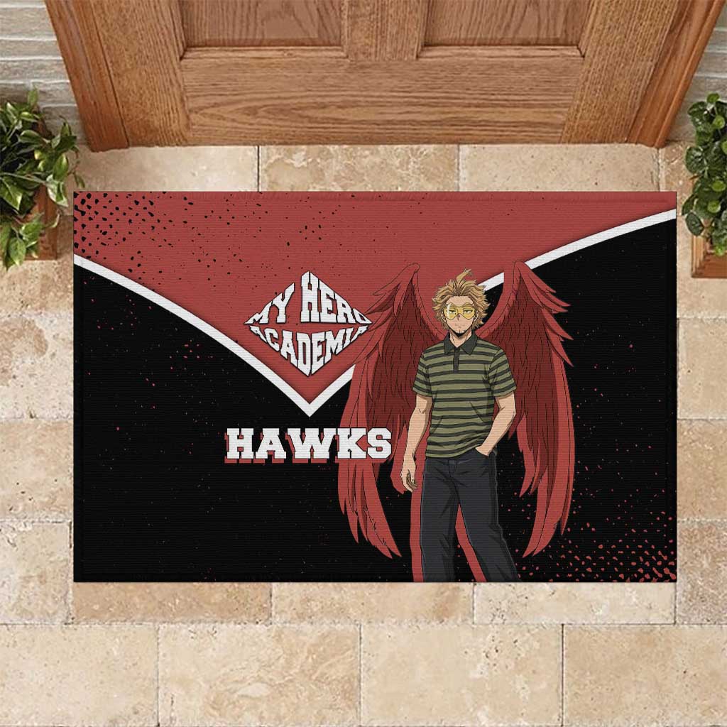 Hawks My Hero Academia Rubber Doormat Anime Grunge Splatter Graphic Style