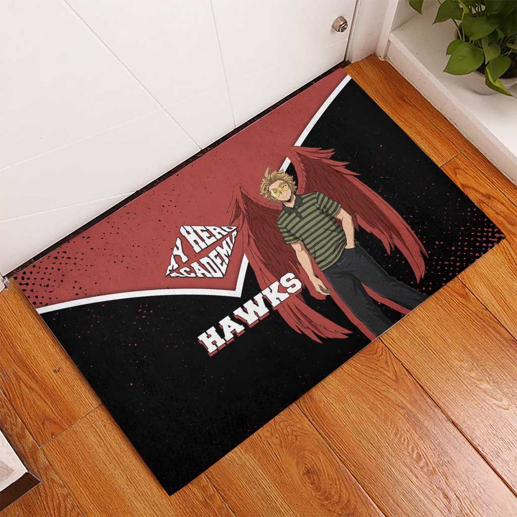 Hawks My Hero Academia Rubber Doormat Anime Grunge Splatter Graphic Style