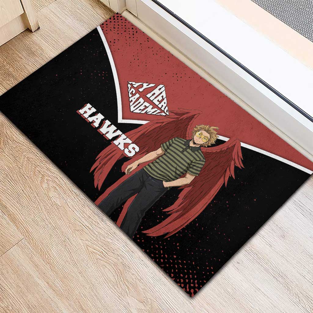Hawks My Hero Academia Rubber Doormat Anime Grunge Splatter Graphic Style