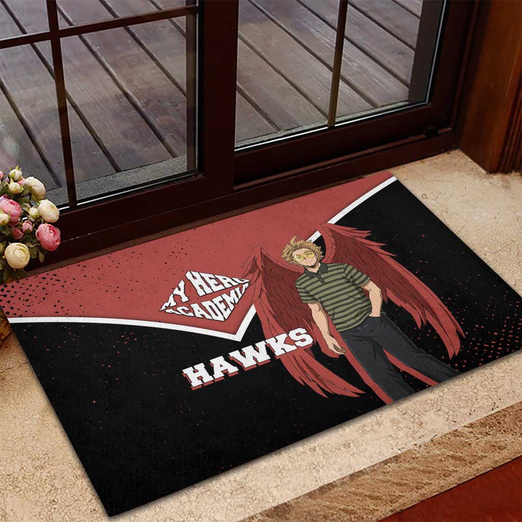 Hawks My Hero Academia Rubber Doormat Anime Grunge Splatter Graphic Style