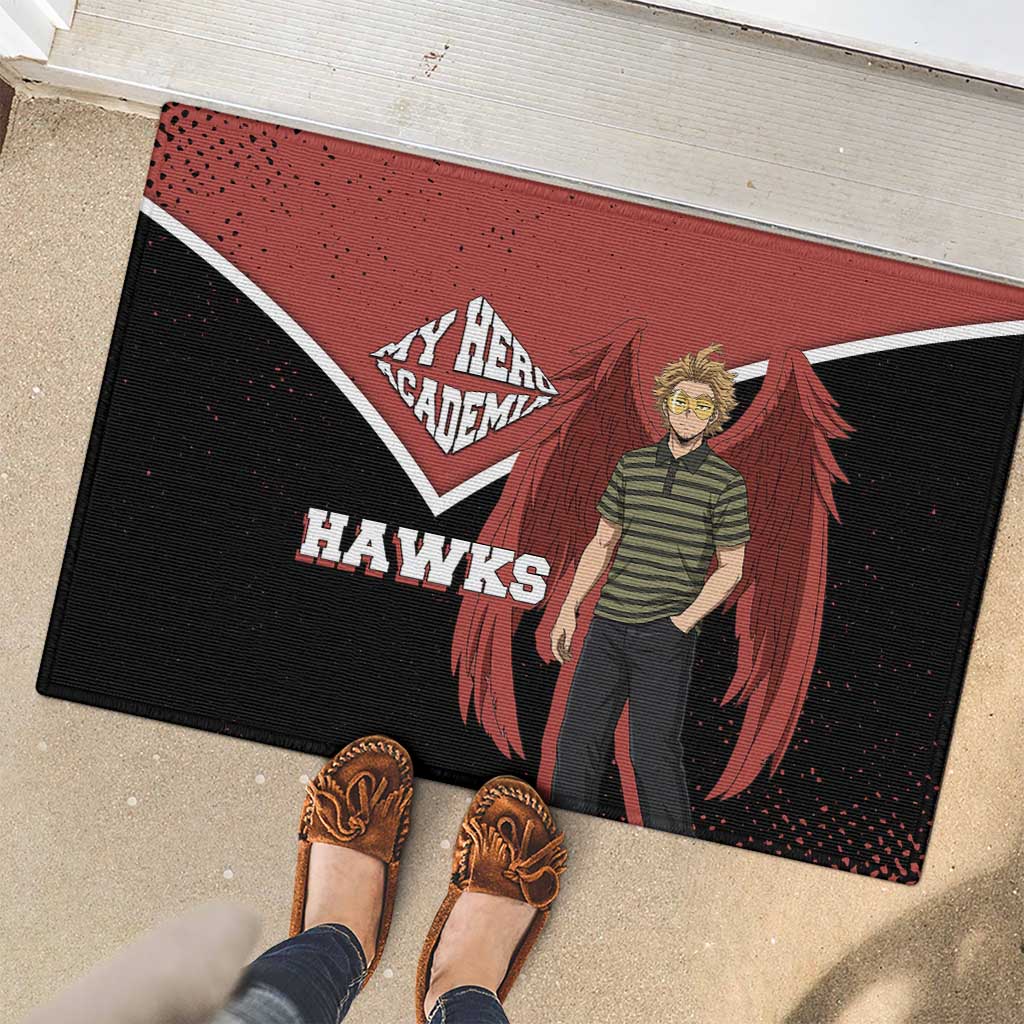 Hawks My Hero Academia Rubber Doormat Anime Grunge Splatter Graphic Style