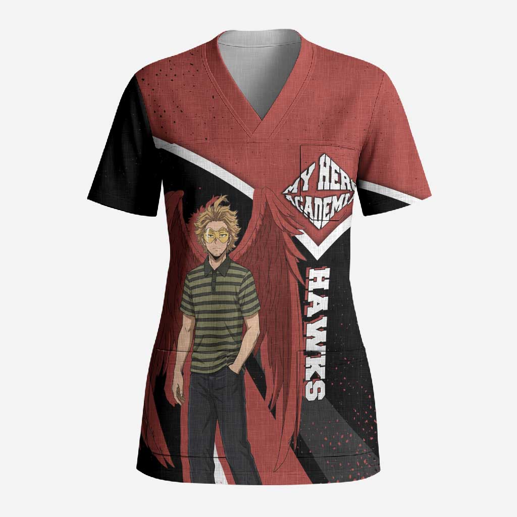 Hawks My Hero Academia Scrub Top Anime Grunge Splatter Graphic Style