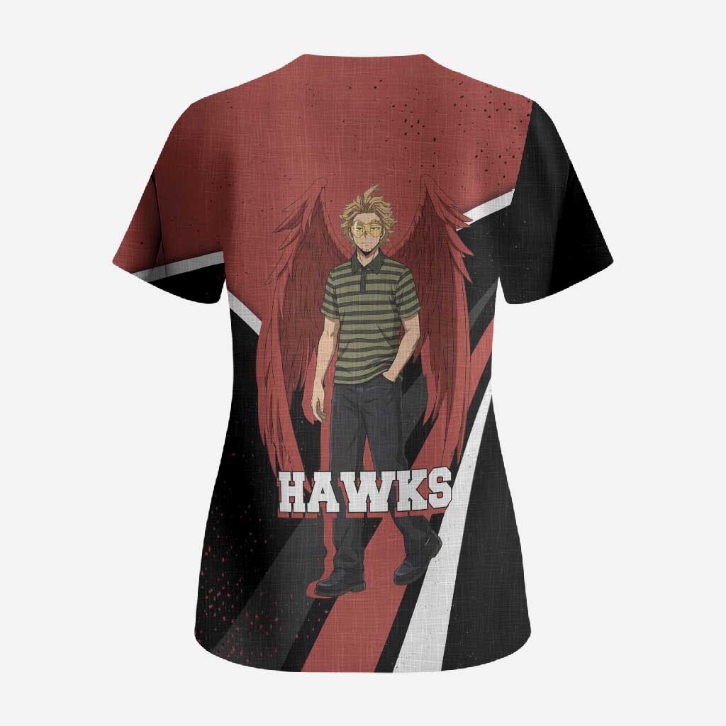 Hawks My Hero Academia Scrub Top Anime Grunge Splatter Graphic Style