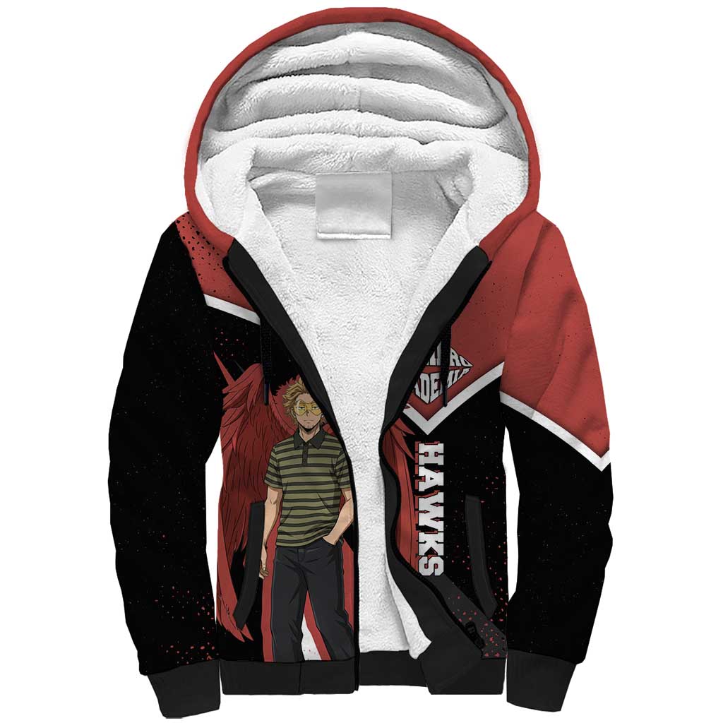 Hawks My Hero Academia Sherpa Hoodie Anime Grunge Splatter Graphic Style