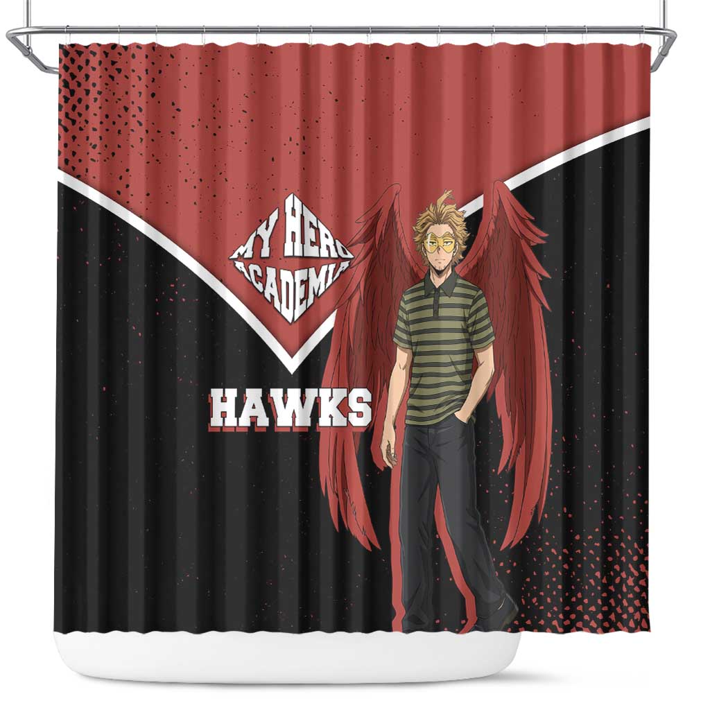 Hawks My Hero Academia Shower Curtain Anime Grunge Splatter Graphic Style