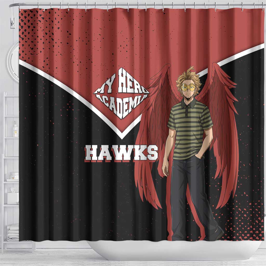Hawks My Hero Academia Shower Curtain Anime Grunge Splatter Graphic Style