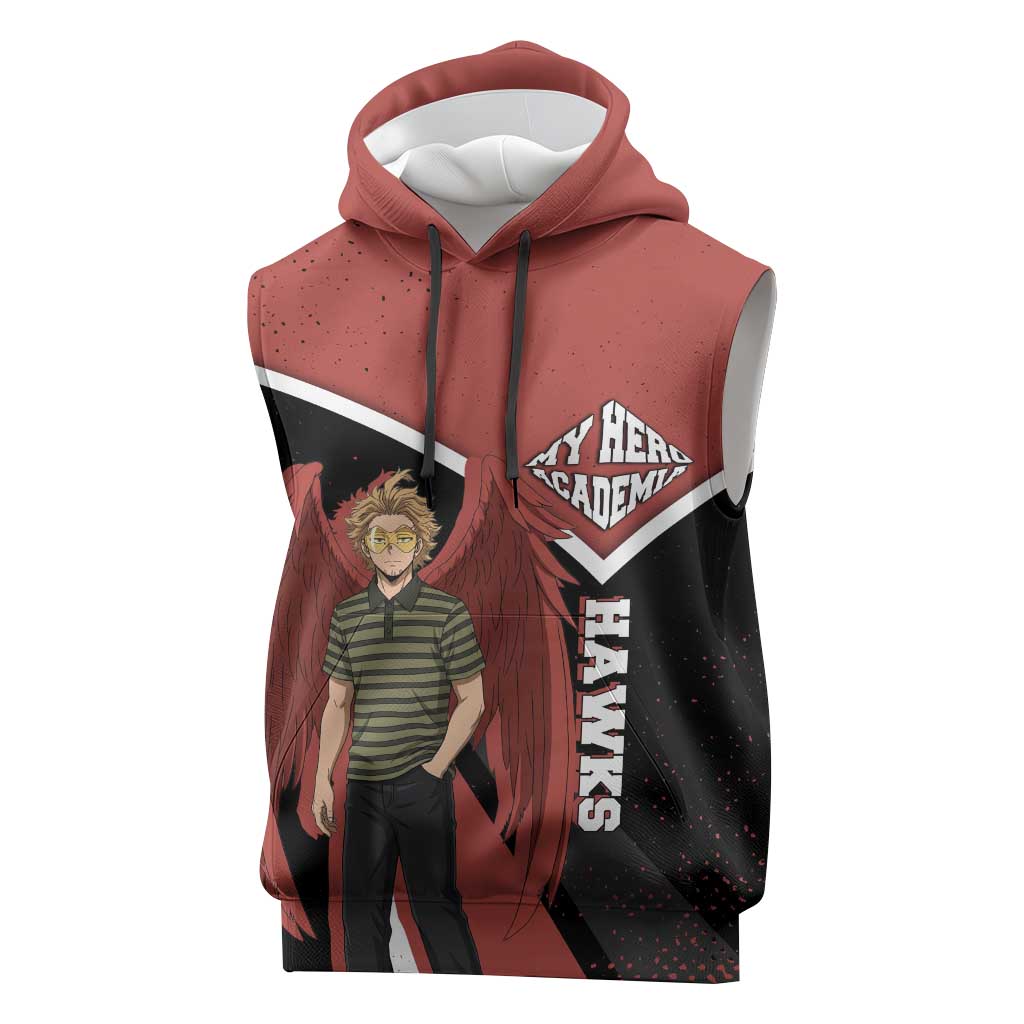 Hawks My Hero Academia Sleeveless Hoodie Anime Grunge Splatter Graphic Style