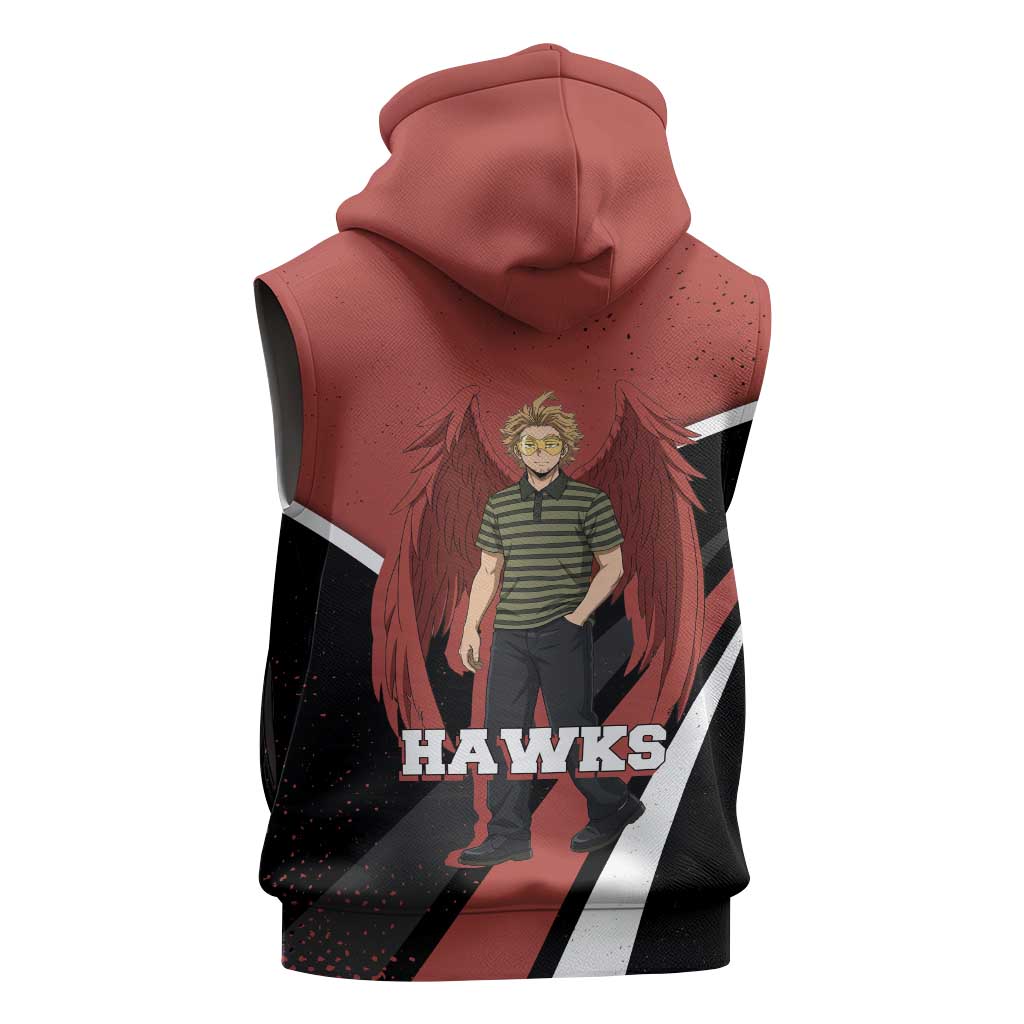 Hawks My Hero Academia Sleeveless Hoodie Anime Grunge Splatter Graphic Style