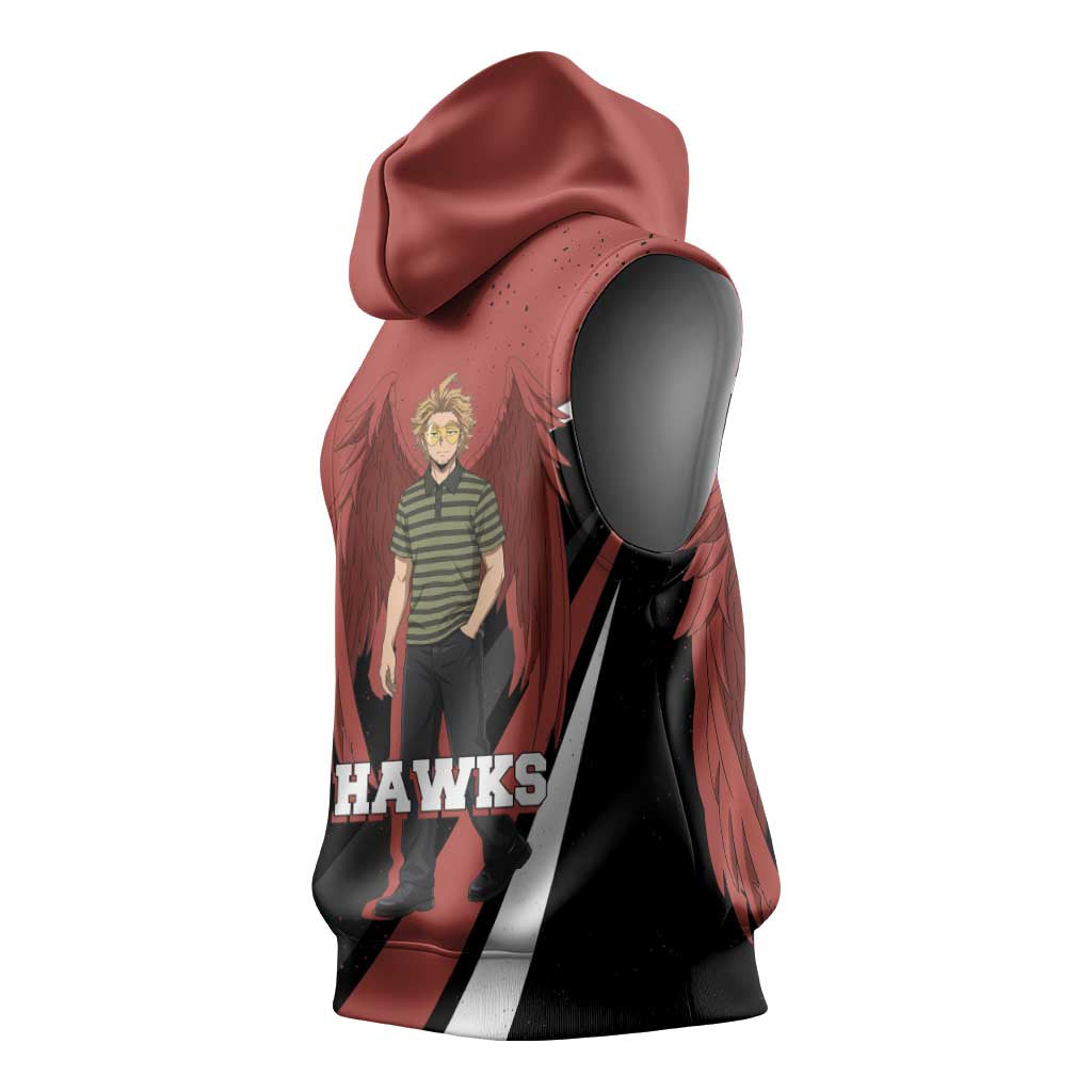 Hawks My Hero Academia Sleeveless Hoodie Anime Grunge Splatter Graphic Style