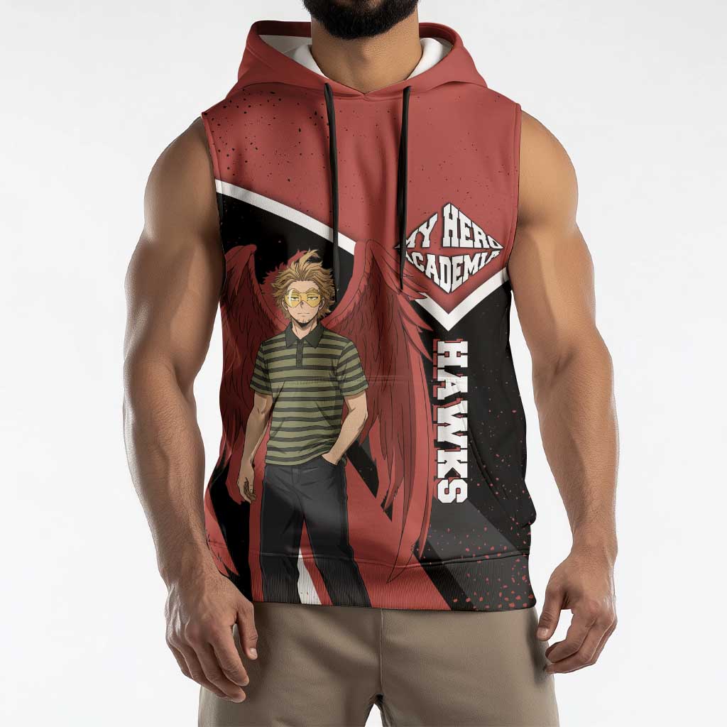 Hawks My Hero Academia Sleeveless Hoodie Anime Grunge Splatter Graphic Style