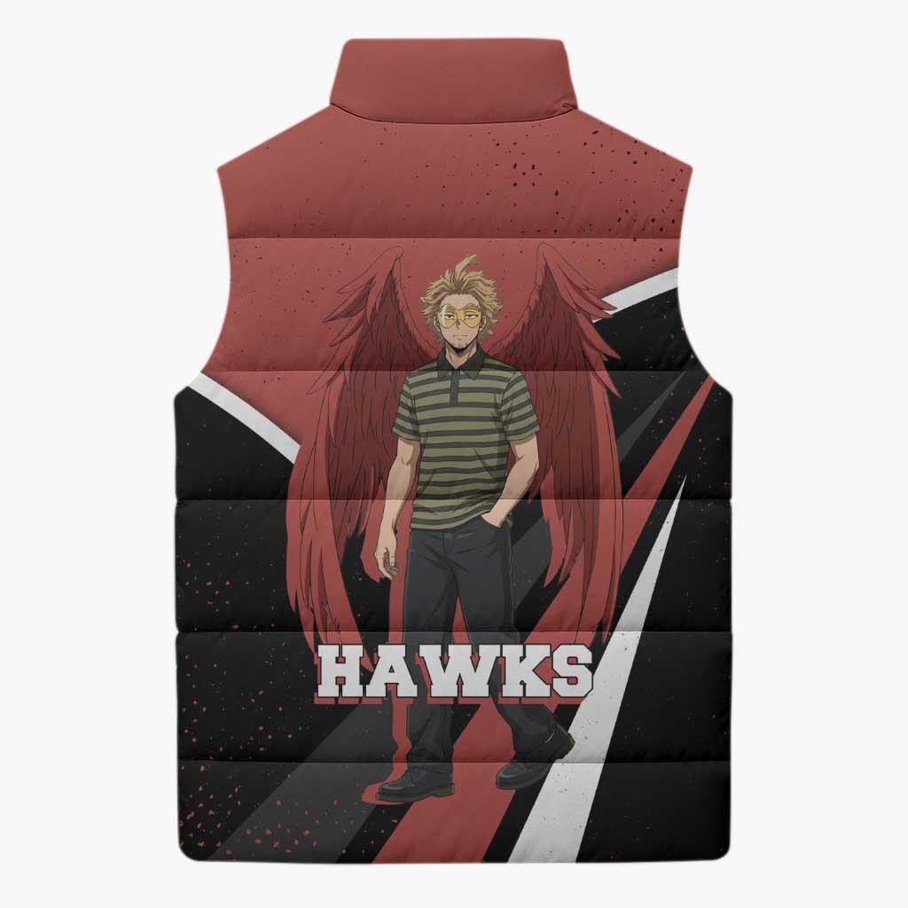 Hawks My Hero Academia Sleeveless Puffer Jacket Anime Grunge Splatter Graphic Style