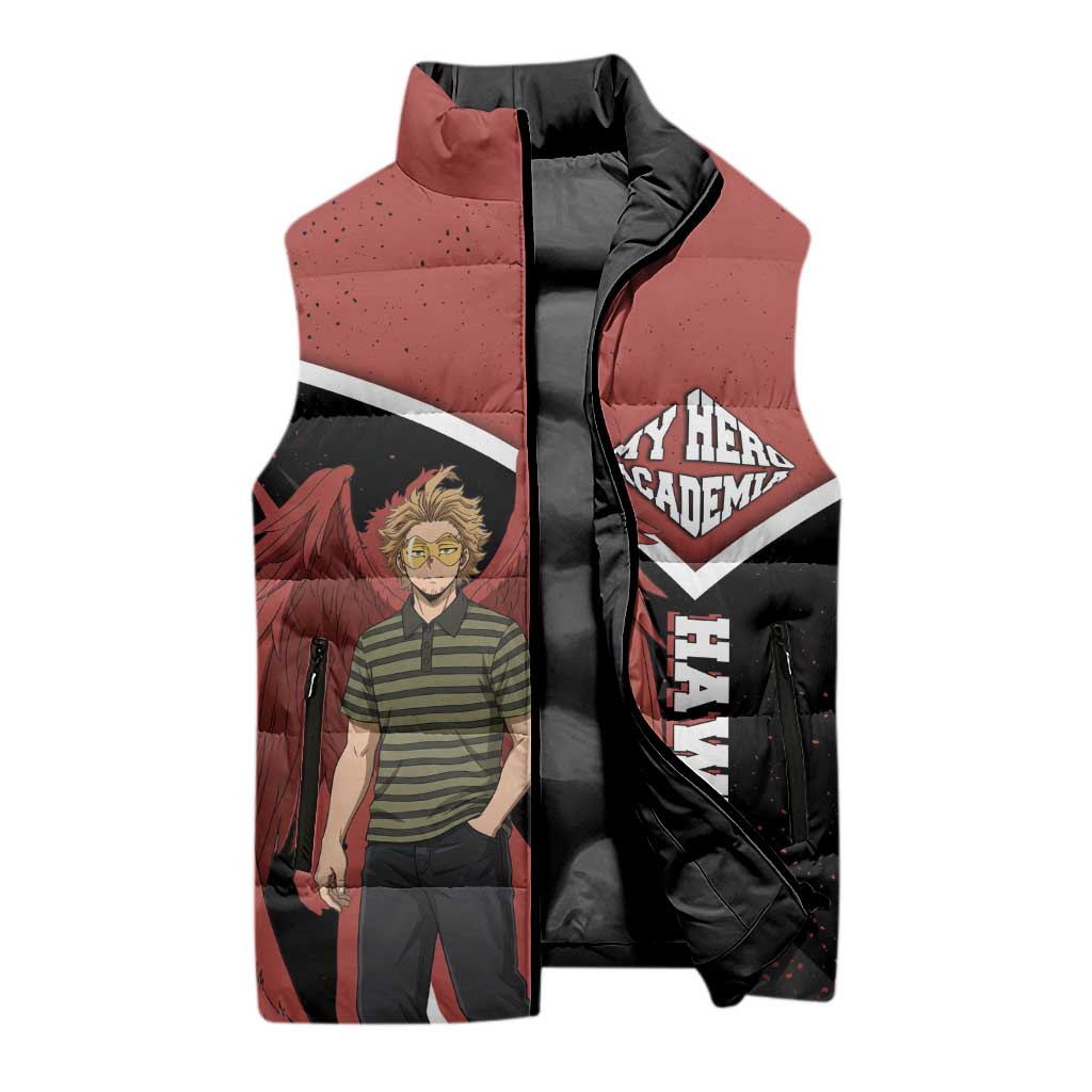 Hawks My Hero Academia Sleeveless Puffer Jacket Anime Grunge Splatter Graphic Style