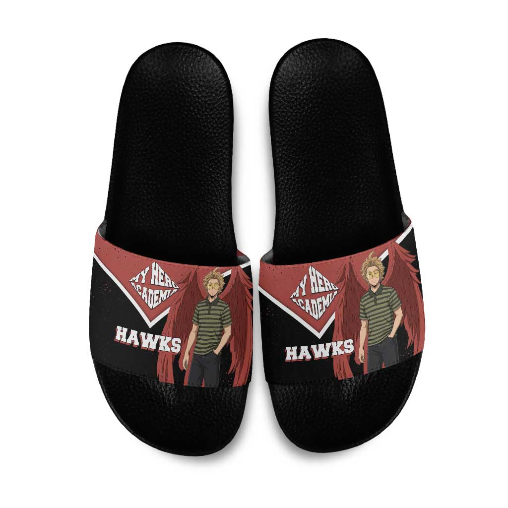 Hawks My Hero Academia Slide Sandals Anime Grunge Splatter Graphic Style