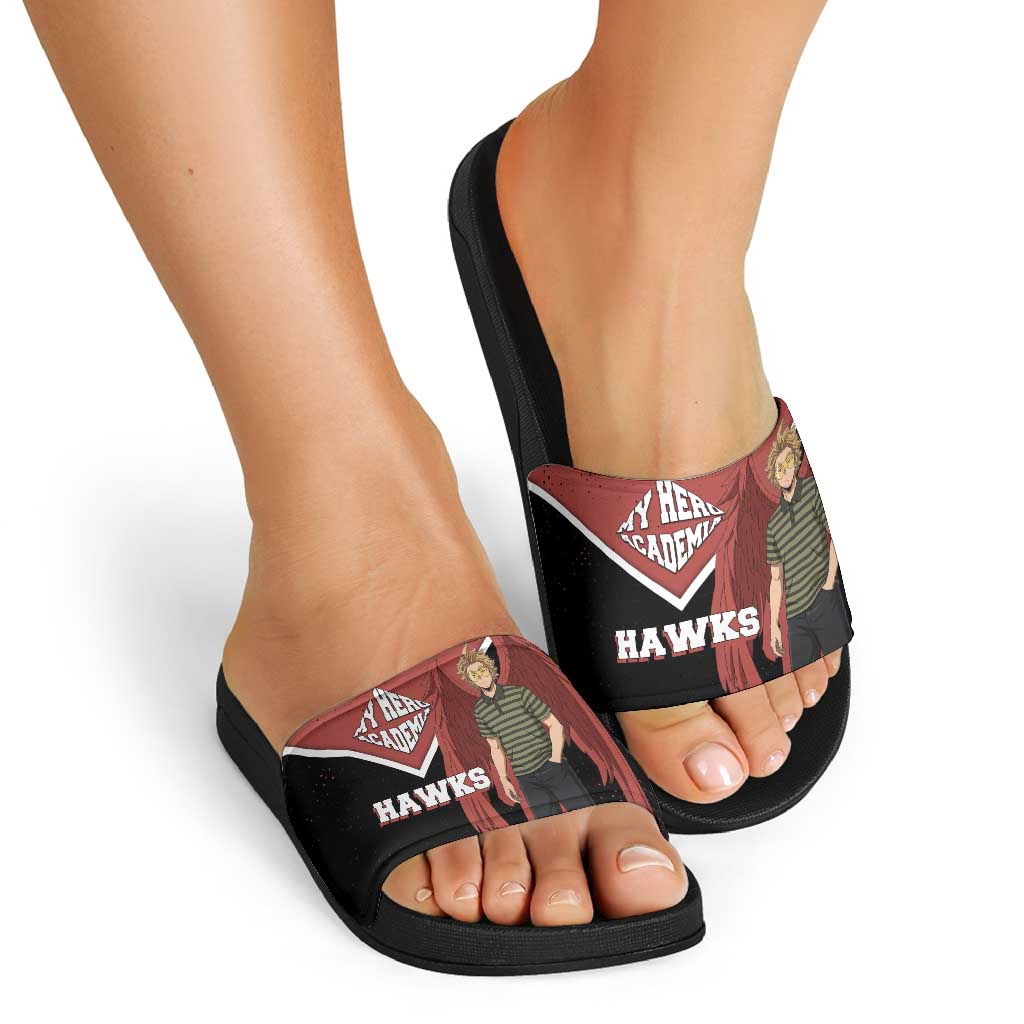 Hawks My Hero Academia Slide Sandals Anime Grunge Splatter Graphic Style