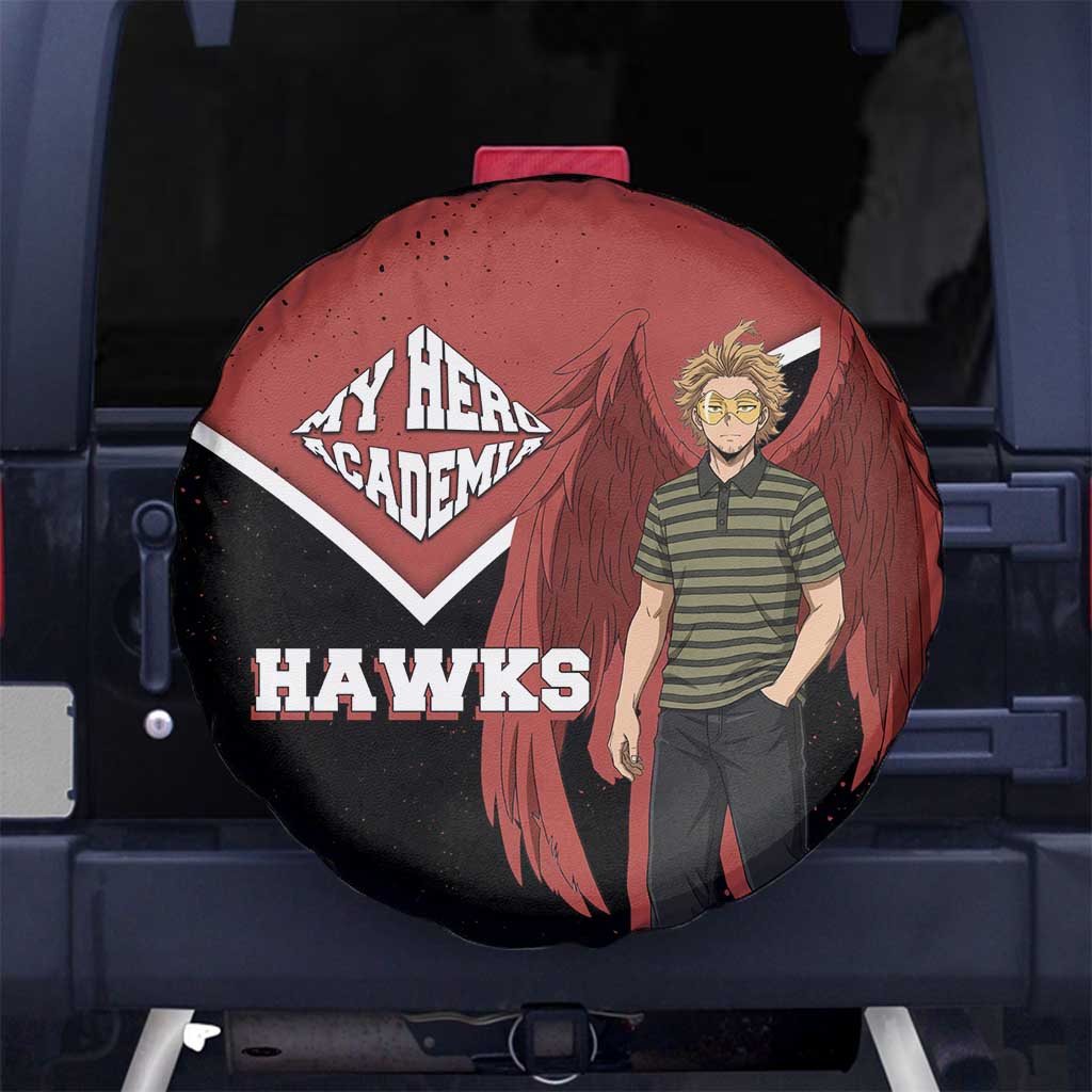 Hawks My Hero Academia Spare Tire Cover Anime Grunge Splatter Graphic Style