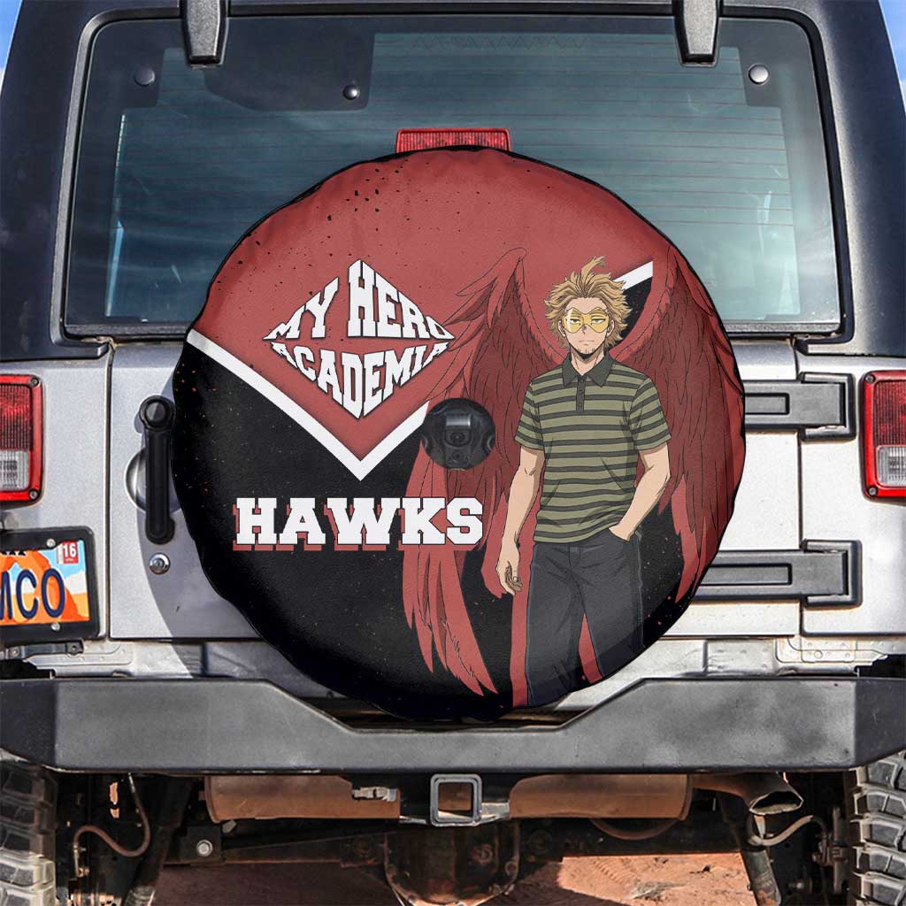 Hawks My Hero Academia Spare Tire Cover Anime Grunge Splatter Graphic Style