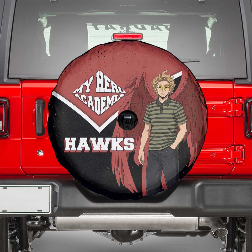 Hawks My Hero Academia Spare Tire Cover Anime Grunge Splatter Graphic Style