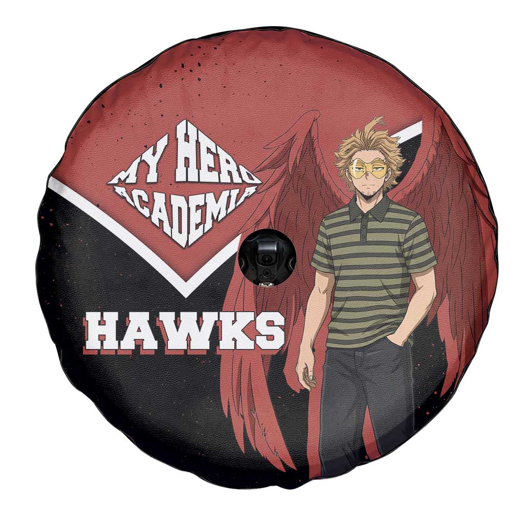 Hawks My Hero Academia Spare Tire Cover Anime Grunge Splatter Graphic Style