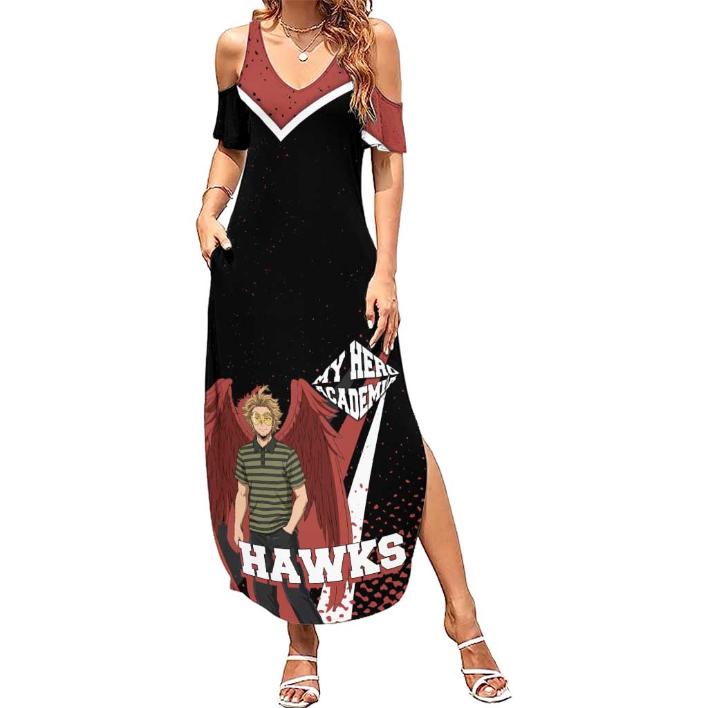 Hawks My Hero Academia Summer Maxi Dress Anime Grunge Splatter Graphic Style