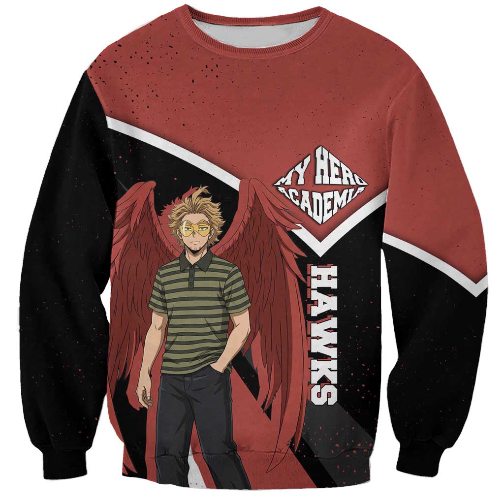 Hawks My Hero Academia Sweatshirt Anime Grunge Splatter Graphic Style