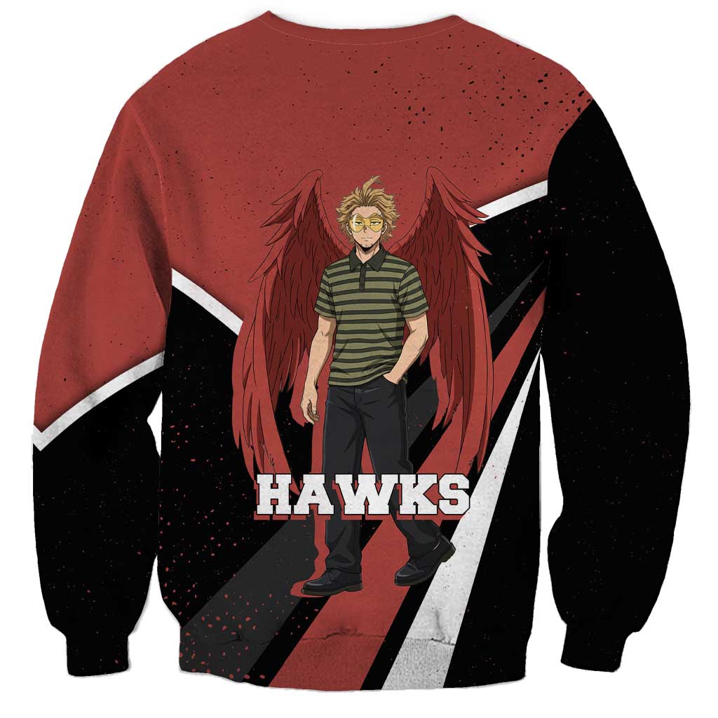 Hawks My Hero Academia Sweatshirt Anime Grunge Splatter Graphic Style