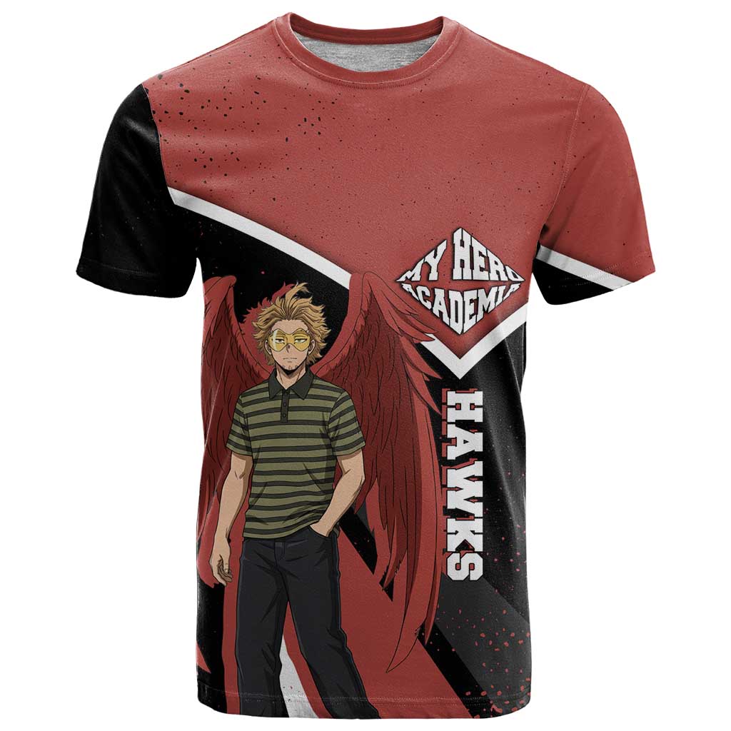 Hawks My Hero Academia T Shirt Anime Grunge Splatter Graphic Style