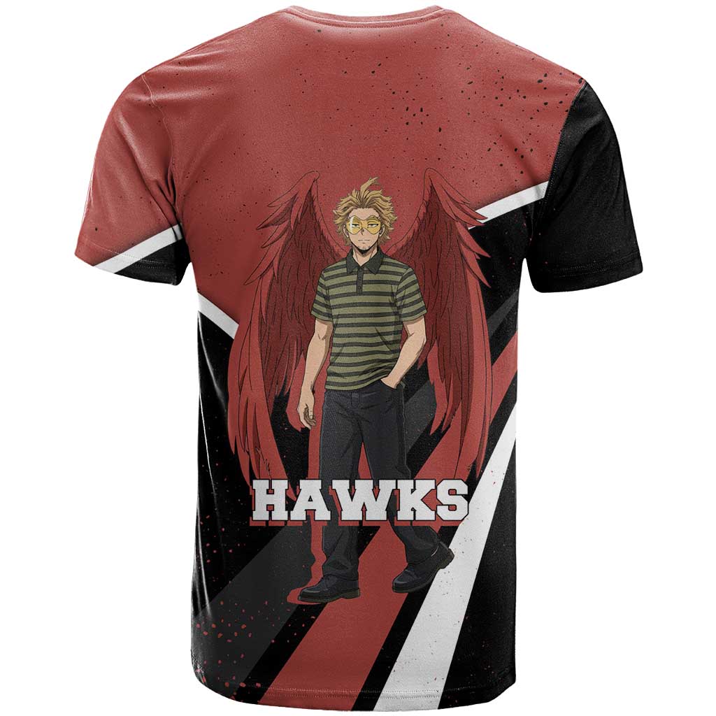 Hawks My Hero Academia T Shirt Anime Grunge Splatter Graphic Style