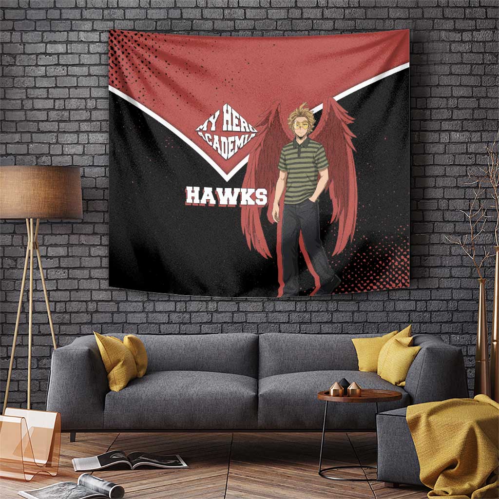 Hawks My Hero Academia Tapestry Anime Grunge Splatter Graphic Style