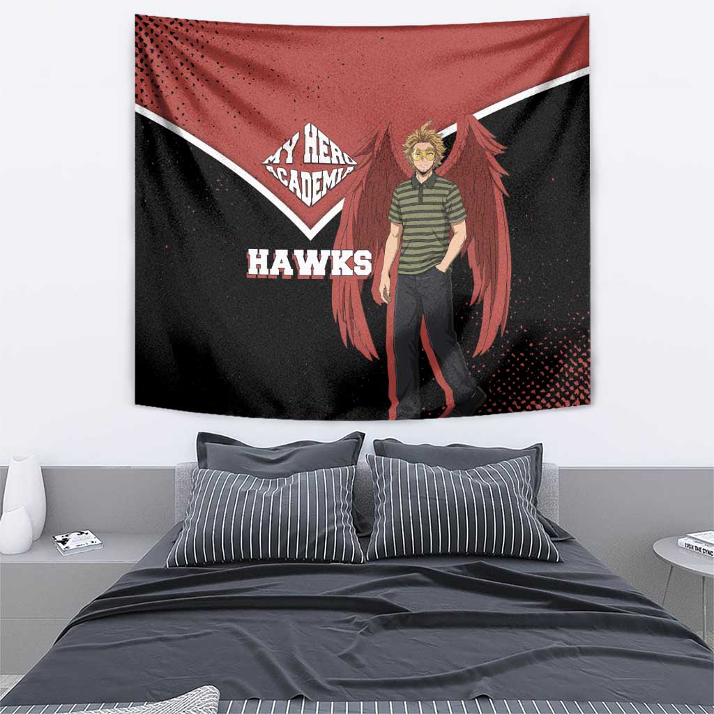 Hawks My Hero Academia Tapestry Anime Grunge Splatter Graphic Style