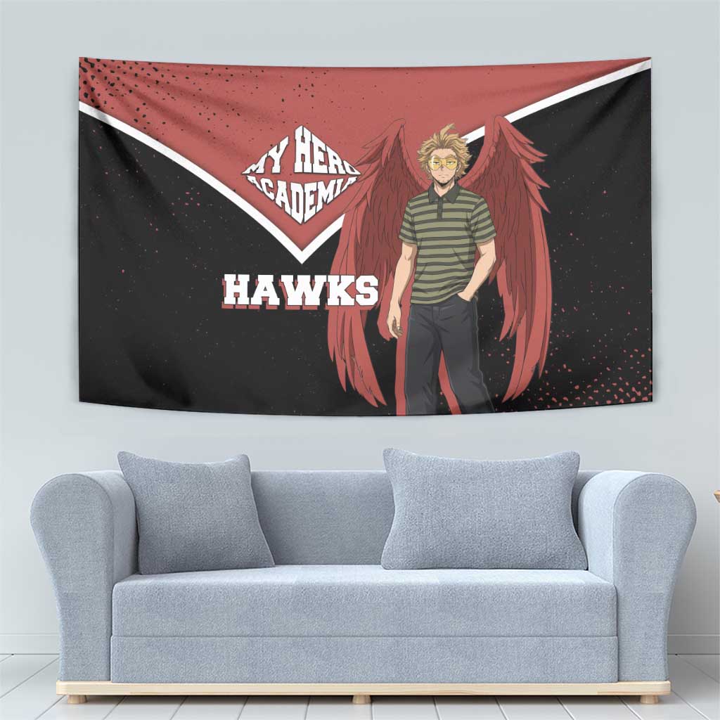 Hawks My Hero Academia Tapestry Anime Grunge Splatter Graphic Style