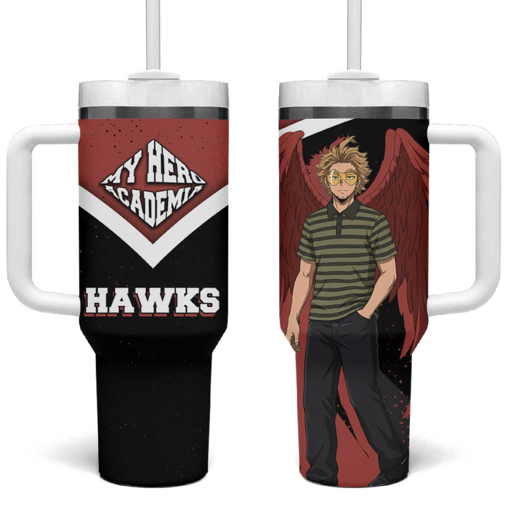 Hawks My Hero Academia Tumbler With Handle Anime Grunge Splatter Graphic Style