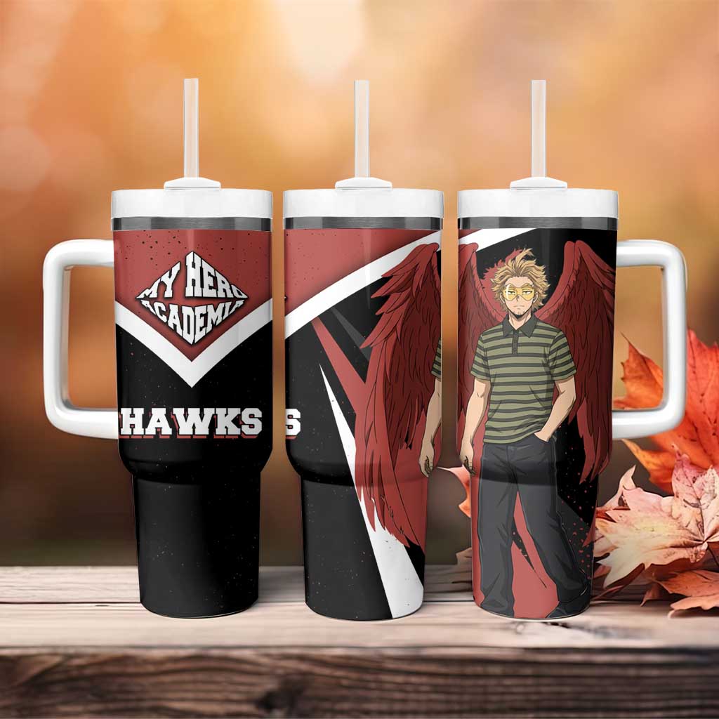 Hawks My Hero Academia Tumbler With Handle Anime Grunge Splatter Graphic Style