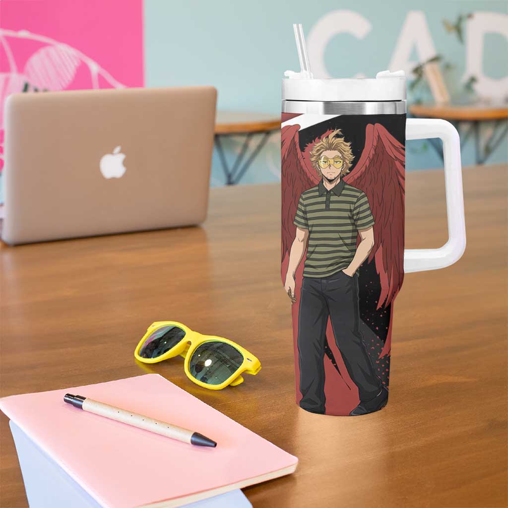 Hawks My Hero Academia Tumbler With Handle Anime Grunge Splatter Graphic Style