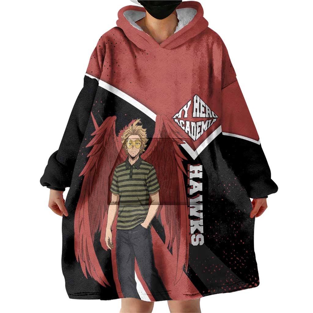 Hawks My Hero Academia Wearable Blanket Hoodie Anime Grunge Splatter Graphic Style