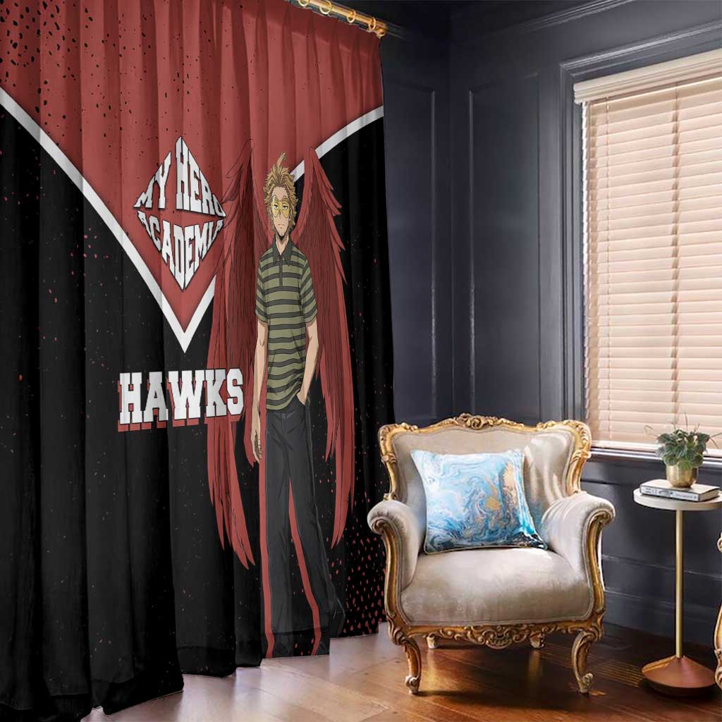 Hawks My Hero Academia Window Curtain Anime Grunge Splatter Graphic Style