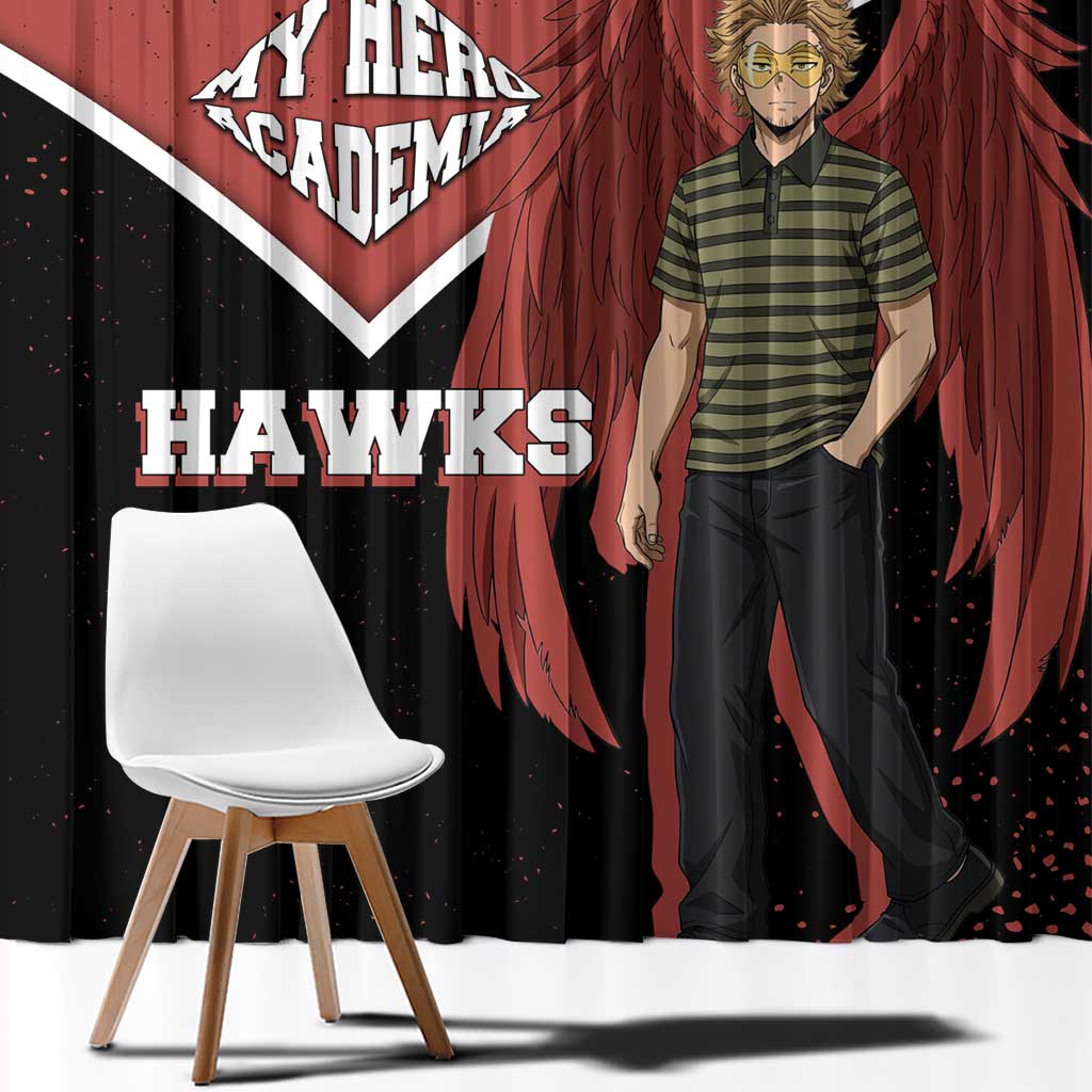 Hawks My Hero Academia Window Curtain Anime Grunge Splatter Graphic Style